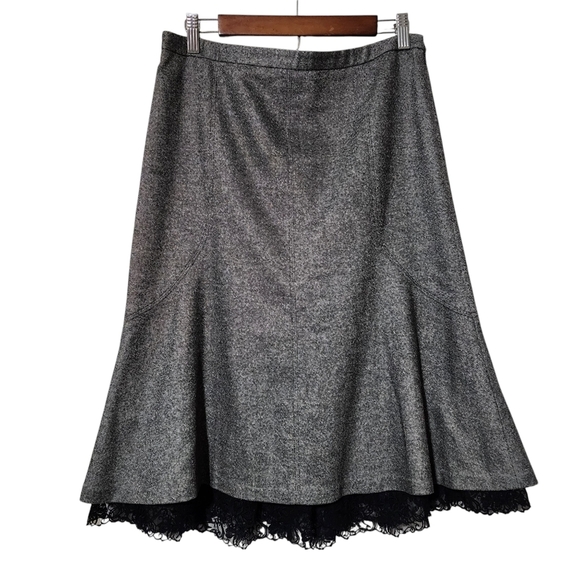 Grey wool lace lined midi skirt - Picture 1 of 6